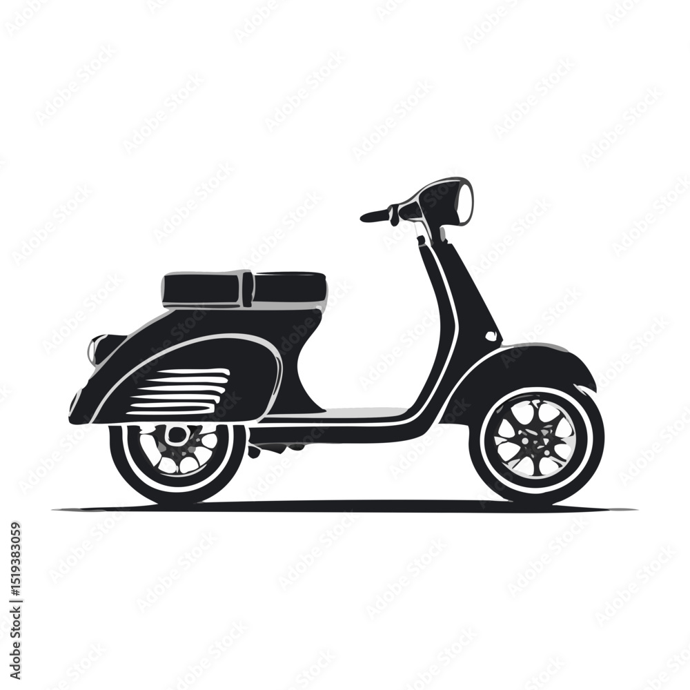Fototapeta premium Classic Vespa Scooter Vehicle Silhouette Symbol Icon Elegant Design, Vintage Style