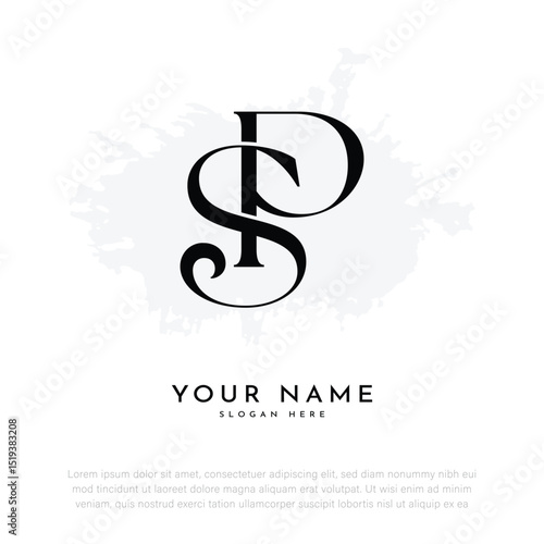 SP PS initial letter handwriting and luxury monogram logo