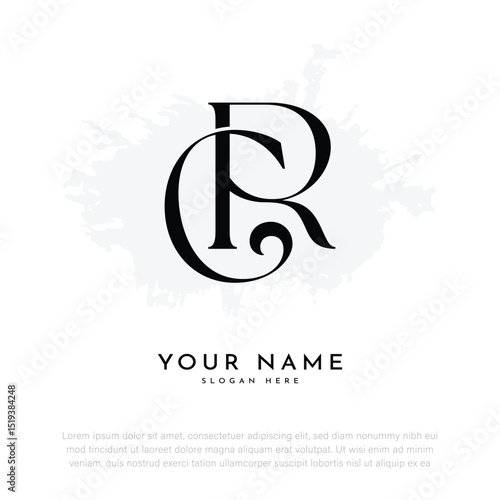 RC CR initial letter handwriting and luxury monogram logo