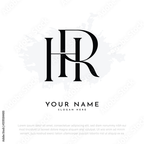 RH HR initial letter handwriting and luxury monogram logo