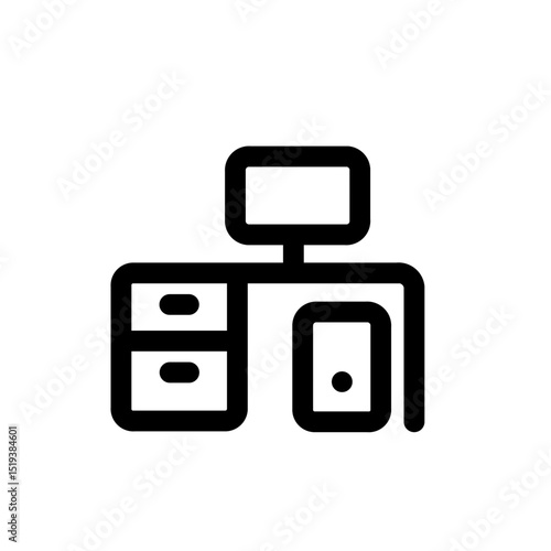 working table with computer line icon