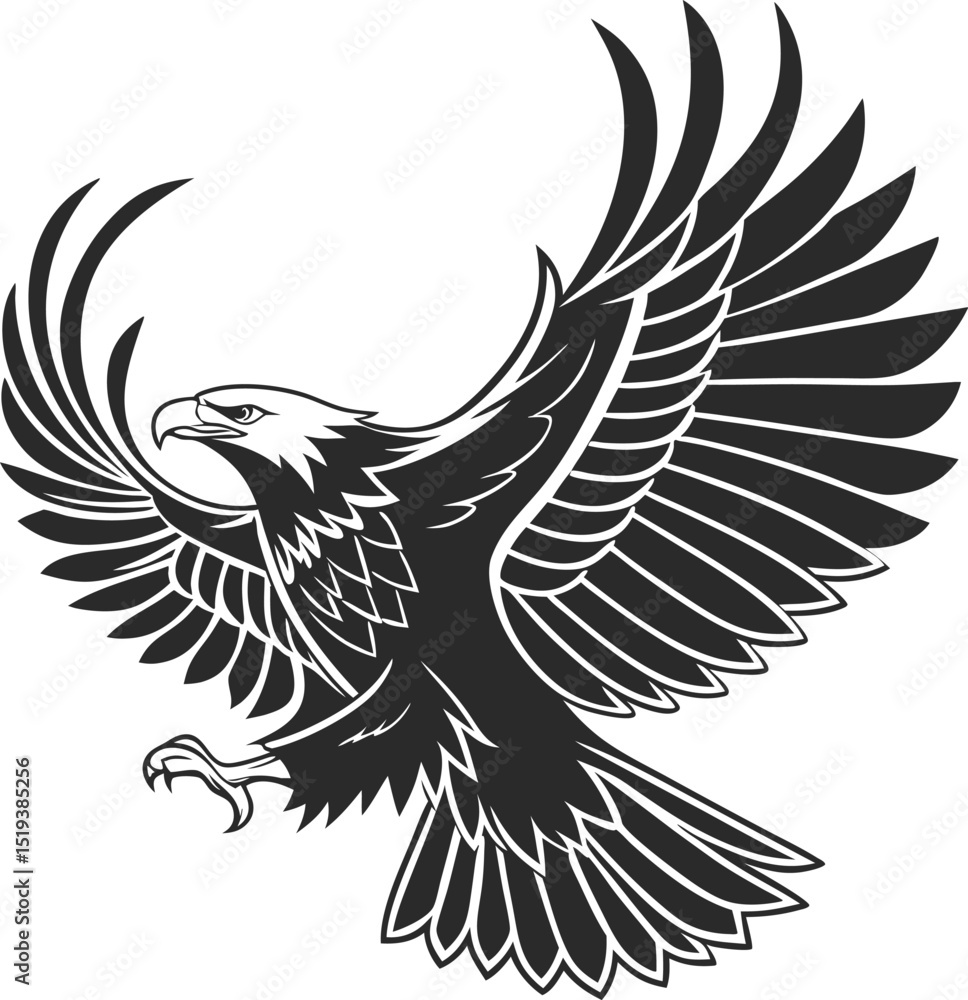 Obraz premium flying eagle silhouette vector illustration. 