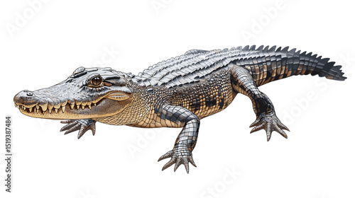 Crocodile aligator caiman reptile vector illustration isolated on a white background