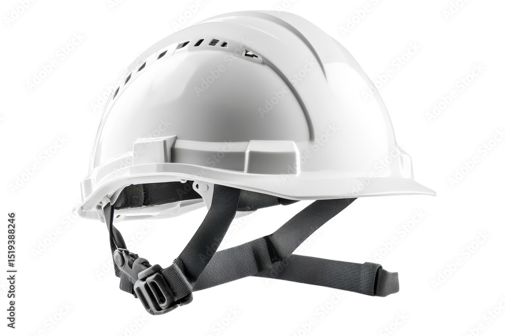 Fototapeta premium White Safety Helmet Construction Gear Protection Headgear for Workers Engineering Equipment on transparent background
