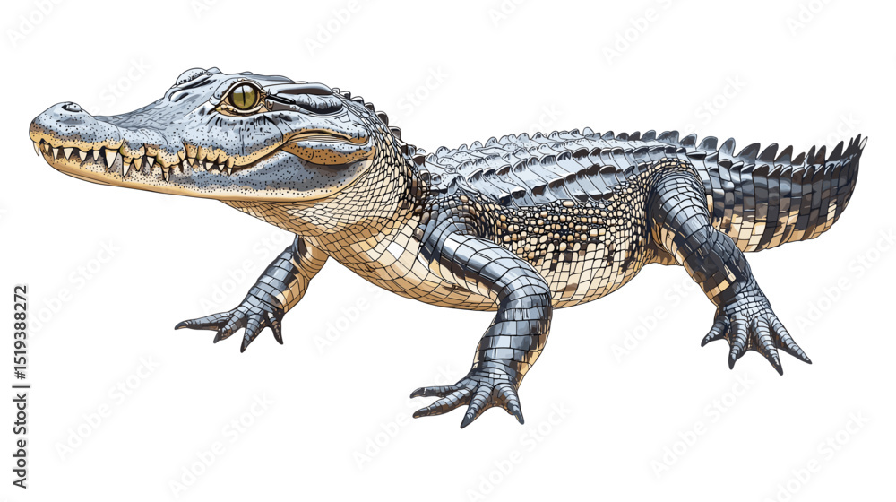 Fototapeta premium Crocodile aligator caiman reptile vector illustration isolated on a white background