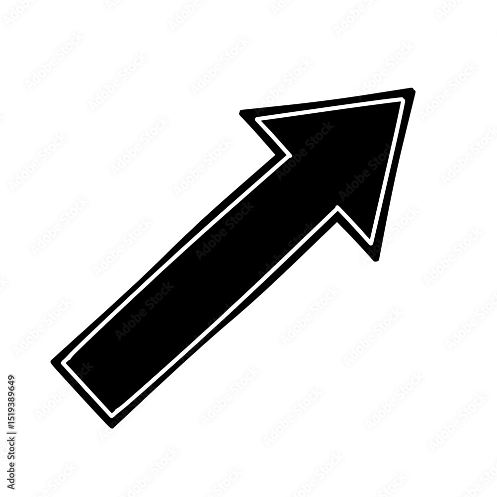 Upward right arrow vector icon isolated white background Upward right arrow vector icon isolated white background