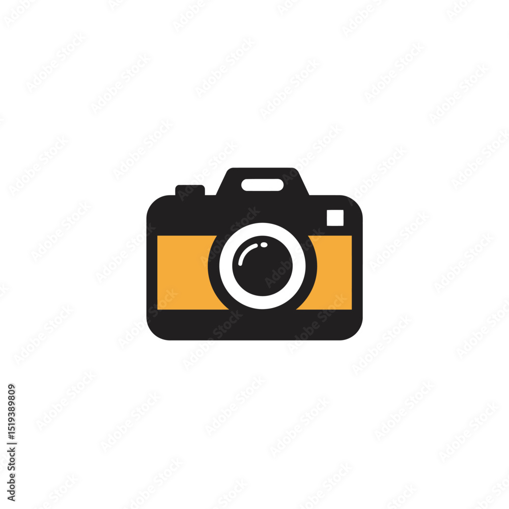 Simple Camera Icon in Black and Yellow on White Background Simple Camera Icon in Black and Yellow on White Background