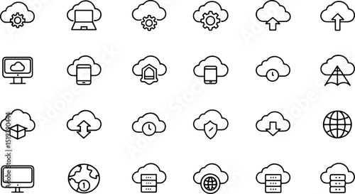 cloud computing line icons big set  cloud  compute.eps
