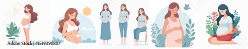 beautiful pregnant woman character vector