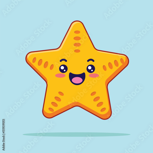 Cute Starfish Smiling Cartoon Vector Icon Illustration. Animal Nature Icon Concept Isolated Premium Vector. Flat Cartoon Style