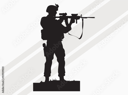 Military Silhouette Collection Featuring Soldiers, Rifles, Flags, and Helicopters for Patriotic and Tactical Designs, US Soldier with American flag SVG, Patriot flag SVG
