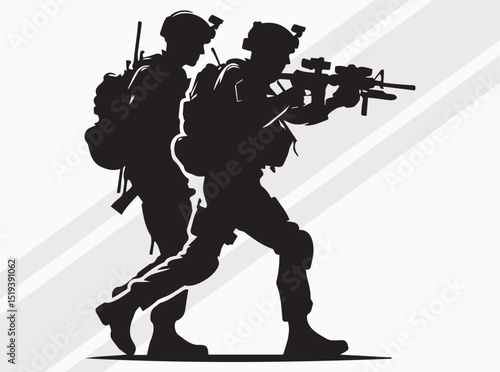 Military Silhouette Collection Featuring Soldiers, Rifles, Flags, and Helicopters for Patriotic and Tactical Designs, US Soldier with American flag SVG, Patriot flag SVG