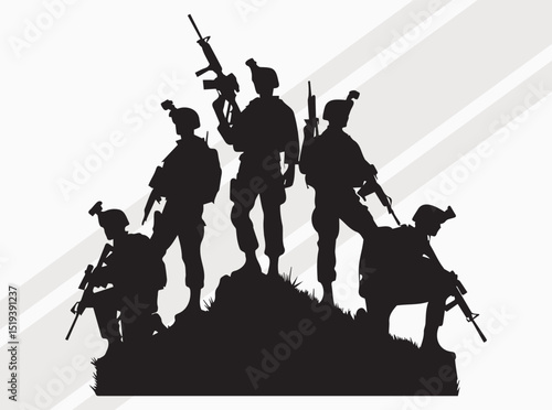 Military Silhouette Collection Featuring Soldiers, Rifles, Flags, and Helicopters for Patriotic and Tactical Designs, US Soldier with American flag SVG, Patriot flag SVG