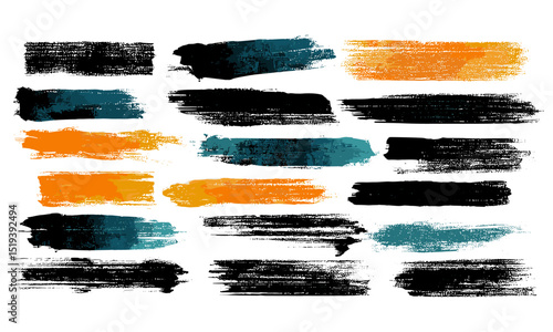 Grunge brush strokes, bold acryl paint, sketchy rough ink lines, marker effects for highlighting, underlining, strikethrough, vector illustration, creative textures, hand-drawn style.
