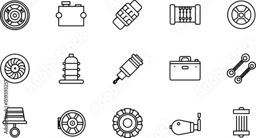car parts icon set  outline car spare parts icon c.eps