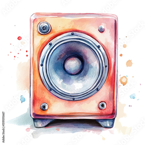 Bluetooth Speaker, watercolor clipart vector, high quality, isolated on a white background.