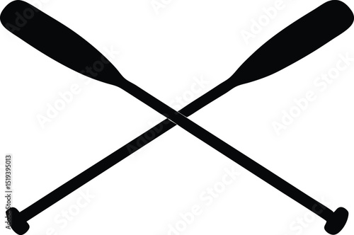crossed canoe boat paddle vector icon
