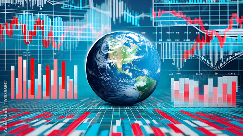 Global Economy Trends Graph Illustration