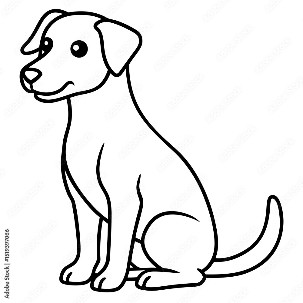 Obraz premium Minimalist Sitting Dog Line Art