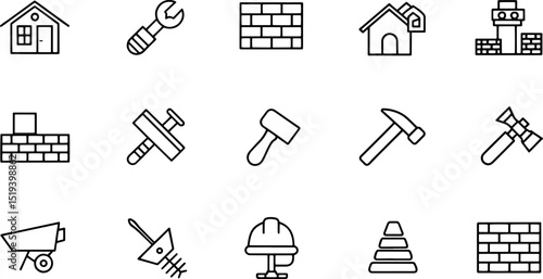 building and construction simple line isolated ico.eps