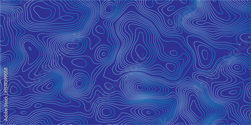 "Create an abstract background featuring blue topographic contour lines on a deep blue gradient surface, evoking a sense of flowing terrain or underwater depth maps."