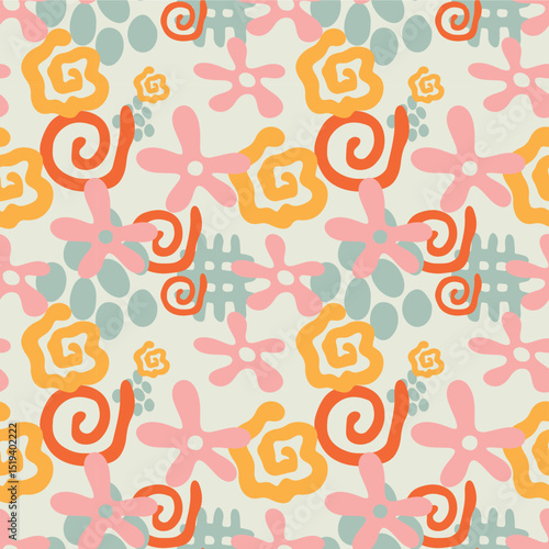 Vector illustration. Seamless pattern. Floral plot.
