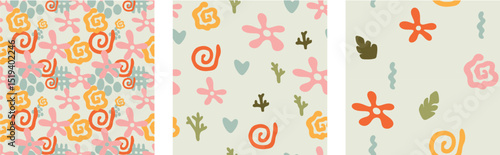 Vector illustration. Seamless pattern. Floral plot.