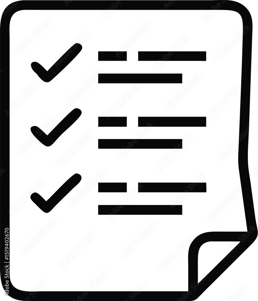 Checklist document icon vector illustration, task list symbol, to do list, planning and organization Checklist document icon vector illustration, task list symbol, to do list, planning and organization