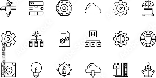 best collection industry line icons  erp  machine.eps