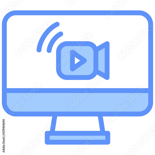 Streaming Icon Outline Blue