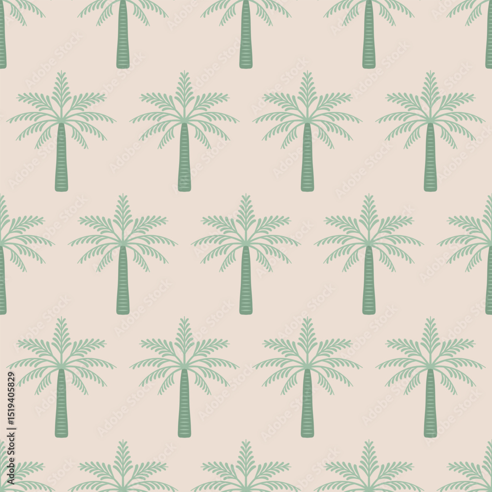 Obraz premium Seamless pattern with palms. Vector modern tropical checkered background. Fabric textile print. Surface cover design.