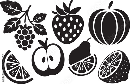 Wallpaper Mural Assorted Fruits Silhouette Vector Illustration Torontodigital.ca