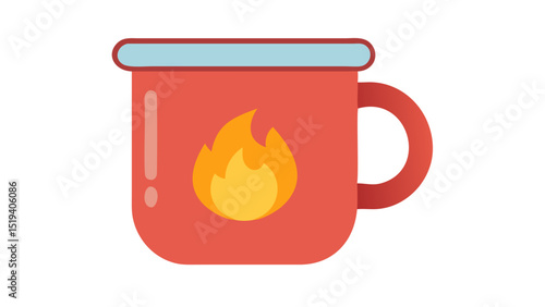 Mug with flame design indicating hot beverage ideal for cozy gatherings or morning coffee rituals