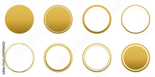 金色　丸　ゴールド　円　フレーム　あしらい　シンプル　セット　ベクター