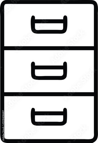 Illustration of a filing cabinet with three drawers for office storage and organization needs icon