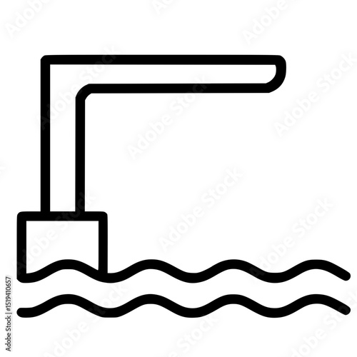 Diving Board Icon – Minimalist Swimming Pool Platform Vector