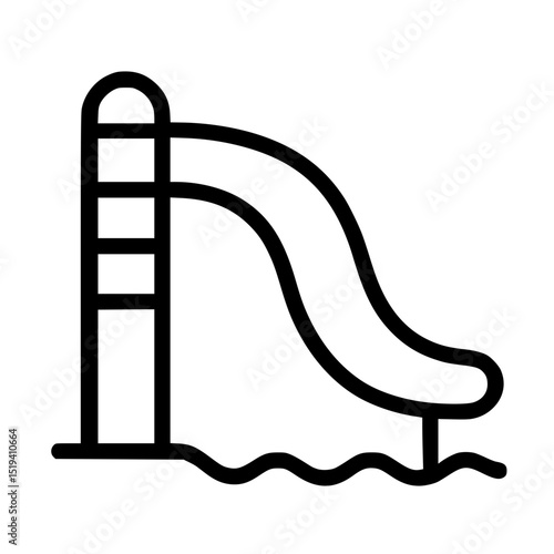 Minimalist Pool Slide Icon – Water Park Slide Vector Illustration