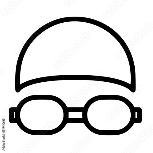 Swim Gear Icon – Minimalist Swimming Cap and Goggles Vector