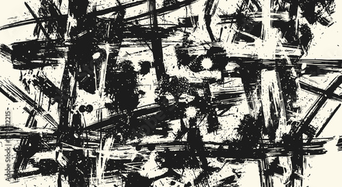 Black Brush Stroke Texture – Monochrome Grunge Hand-Painted Vector Background