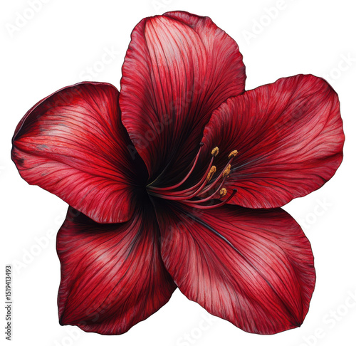Striking Crimson Amaryllis Blossom PNG Image on a Transparent
