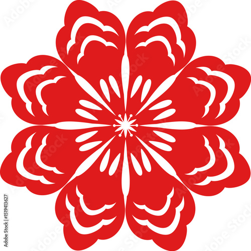 Chinese oriental flower decoration. Oriental flower for lunar new year, chinese decorative element. Vector isolated.
