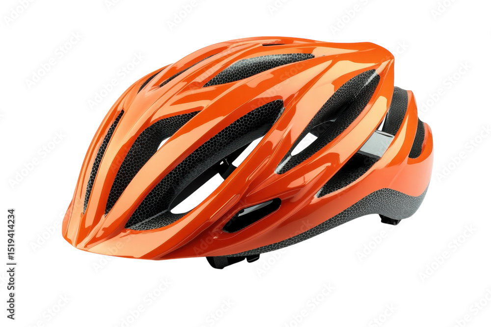 Fototapeta premium A bright orange bike helmet