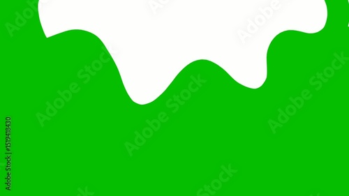 Animated of Abstract green liquid drip effect on white background. Perfect for slime, paint splash, or chroma key projects with a playful or messy design concept.