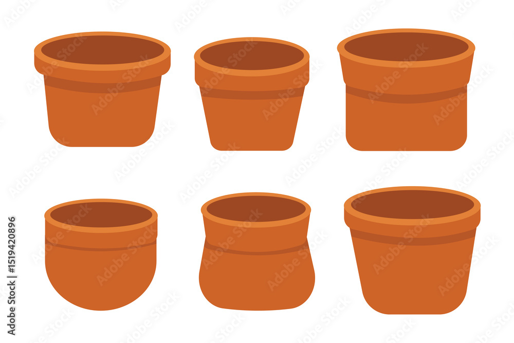 Set of empty flower pots for house plants vector design illustration. Suitable for clip art, stickers, flat design illustration, etc Set of empty flower pots for house plants vector design illustration. Suitable for clip art, stickers, flat design illustration, etc