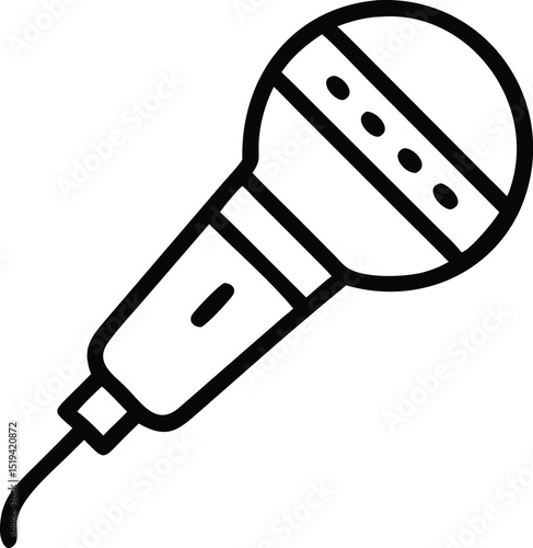 Download microphone vector icon: karaoke mic, podcast microphone, singer microphone, audio equipment