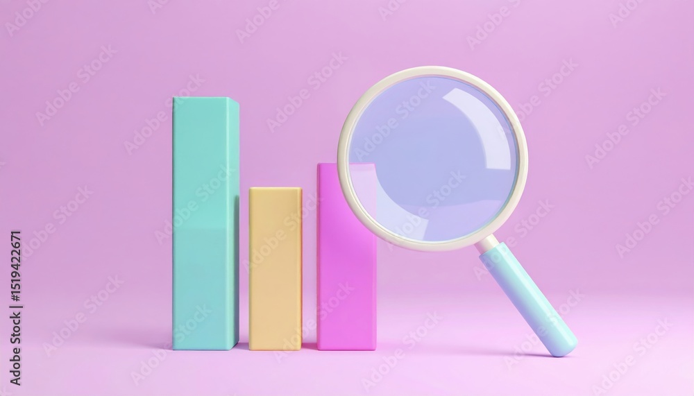 3d artificial education icon concept. Colorful books with a magnifying glass against a pastel background. 3d artificial education icon concept. Colorful books with a magnifying glass against a pastel background.