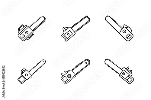 chainsaw line art vector illustration