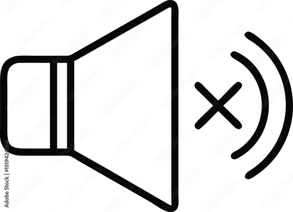Mute sound icon vector graphic illustration for audio off silent mode and volume control design element Mute sound icon vector graphic illustration for audio off silent mode and volume control design element