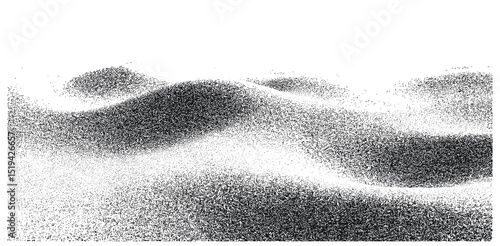 Gritty pattern, monochrome halftone noise stipple, sand texture with glitch art, wave gradient background, vector illustration, grainy overlay, creative art texture design.