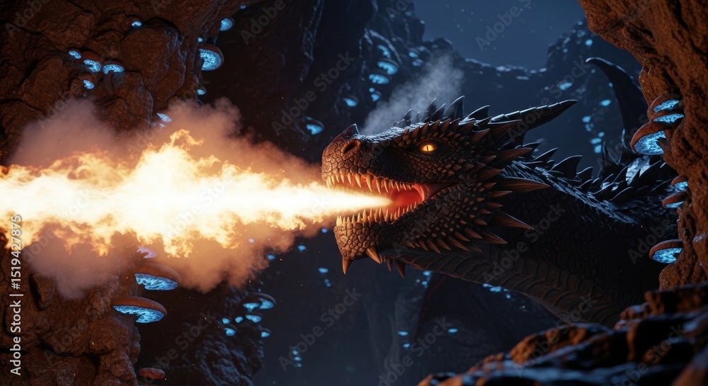 Obraz premium fire breathing dragon